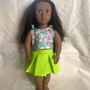 Fruity Shirt with Neon Green Skirt for Dolls